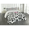 thumbnail image 2 of Ambesonne Savannah Quilted Coverlet 3 Pcs, Cheetah Leopard Kiss Print, King Size, Charcoal Grey and Pink, 2 of 4