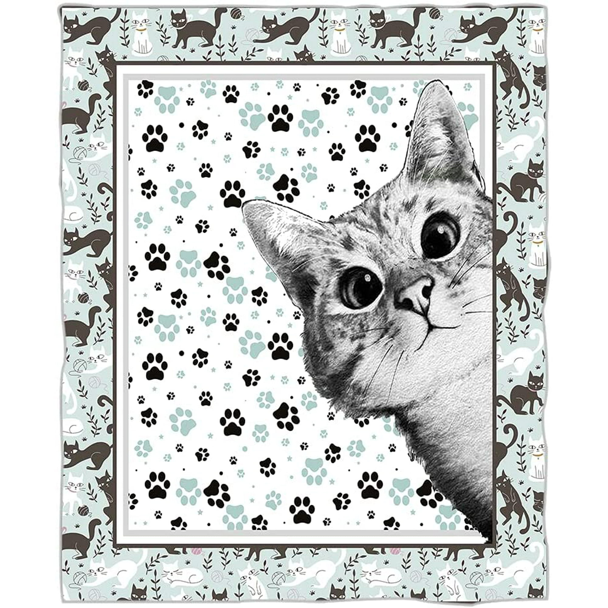 Iguohao Cute Cat Blanket Kids Throw Blanket Animals Pet Themed Flannel Blanket With Cats On It Lightweight Soft Cozy Bed Chair Blanket For Cat Lovers