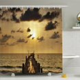 thumbnail image 1 of Ambesonne Nautical Wooden Deck Sunset Shower Curtain Set, 1 of 1