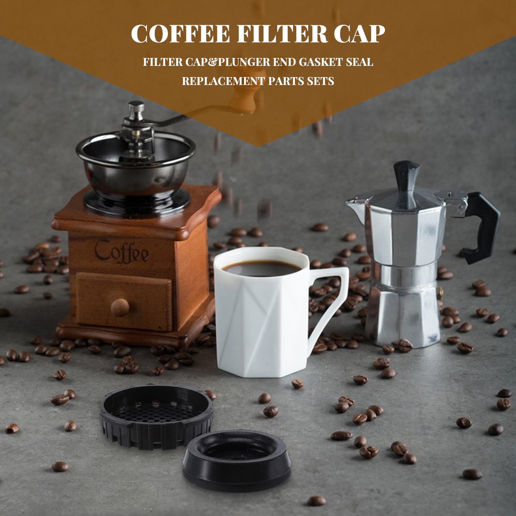 Coffee Filter Paper Cap & Plunger End Gasket Seal Sets Fit For Coffee And Espresso  Maker