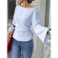 thumbnail image 4 of Camisas de Larga para Mujer, Tops Cortos de Otoño, Cuello , Mangas Acampanadas, Acanalados, con Cordones, Ropa Y2K XXL, 4 of 8