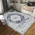 thumbnail image 7 of Tzou Area Rug 6x9 Washable Low-Pile Vintage Carpet for Living Room, Non-Slip Backing Non-Shedding Indoor Floor Mat for Dining Room, Navy, 7 of 7