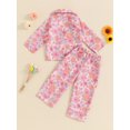 thumbnail image 6 of Elippeo Kids Girls Pajamas Sets 12 18 24 3 4 5 Years Floral Print Button up Long Sleeves Tops and Elastic Pants Loungewear Sleepwear, 6 of 9