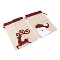 thumbnail image 4 of 2 bolsas de regalo navideñas de arpillera con cordón, diseño de alce y Papá Noel, reutilizables, para aperitivos y dulces., 4 of 14