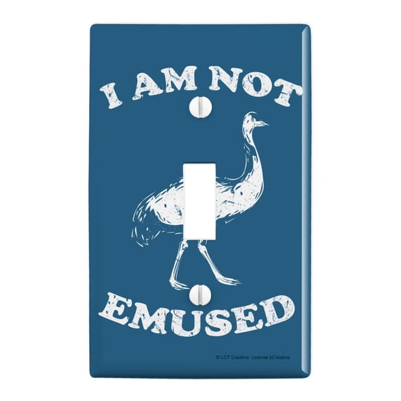 I Am Not Emused Emu Amused Funny Humor Plastic Wall Decor Toggle Light Switch Plate Cover