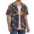 thumbnail image 3 of Disketp Men's Hawaiian Rock Music Print Shirts Button Down Holiday Beach Shirts-Small, 3 of 5