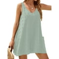 thumbnail image 2 of UVN Summer Swimsuit Coverups for Women Bathing Suit Ladies Pom Pom Beach V Neck Tank Dress with Pockets, 2 of 6