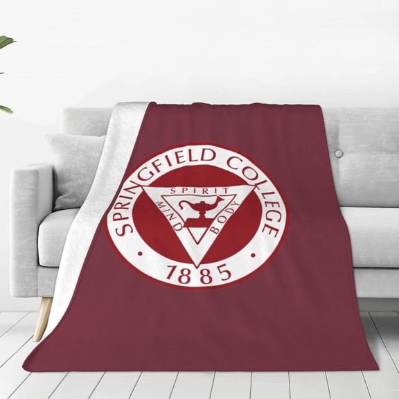 Springfield A College Logo Blanket Large Luxury Fleece Soft Anti-Static Anti-Pilling Flannel Bed Blanket, Black