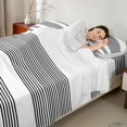 thumbnail image 4 of Castle Fairy Minimalist Horizontal Band Bed Sheets 4-Piece,Retro Solid Stripe Full Size Sheets,Black White,1 Flat Sheet, 1 Fitted Sheet and 2 Pillowcases, 4 of 7