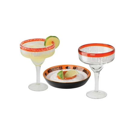 Harley Davidson Glasses Harley-Davidson Wide Brim Margarita Glass Set, Set of 2 - 16 oz. HDL-18790, Harley Davidson ()