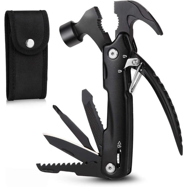 Emergency Preparedness in Your Pocket: Multitool Hammer, 12-in-1 Outdoor Companion, Compact Design, Stainless Steel Durability, Gift for Men