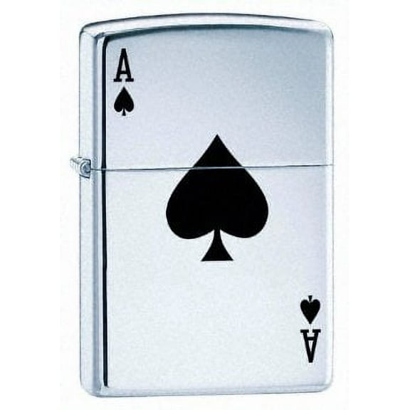 Zippo-Lucky-Ace-High-Polish-Chrome-Pocket-Lighter