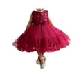 thumbnail image 3 of Seyurigaoka Baby Girls Lovely Formal Party Dress Sleeveless Round Neck 3D Flower Princess Tulle Dress for 3M-5Y Kids, 3 of 9