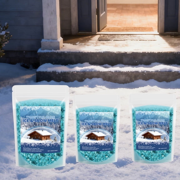 Winter Clearance 3pcs snow-melting agent，Snow Salt Ice Melt for Concrete, Safe for Driveways, Sidewalks & Patios, Melts Ice to -15°F