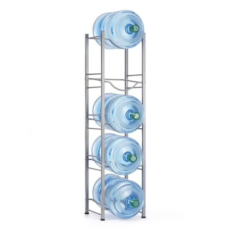 OYEAL 5-Tier 5 Gallon Water Jug Holder, Heavy-Duty Water Bottle Storage Rack for Kitchen, Office, Garage, Silver