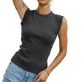thumbnail image 3 of Women'S Summer Cap Sleeve Slim Fitted Knit Basic Casual Ribbed Tank Tops Dark gray XXL, 3 of 8