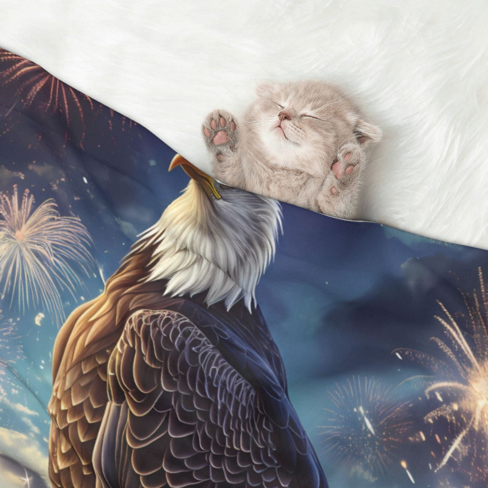 Naloa Night Sky Bald Eagle Dog Blanket, 3 Sizes Cat Blanket for Indoor Cats Large Medium Small Dog Gifts-Small