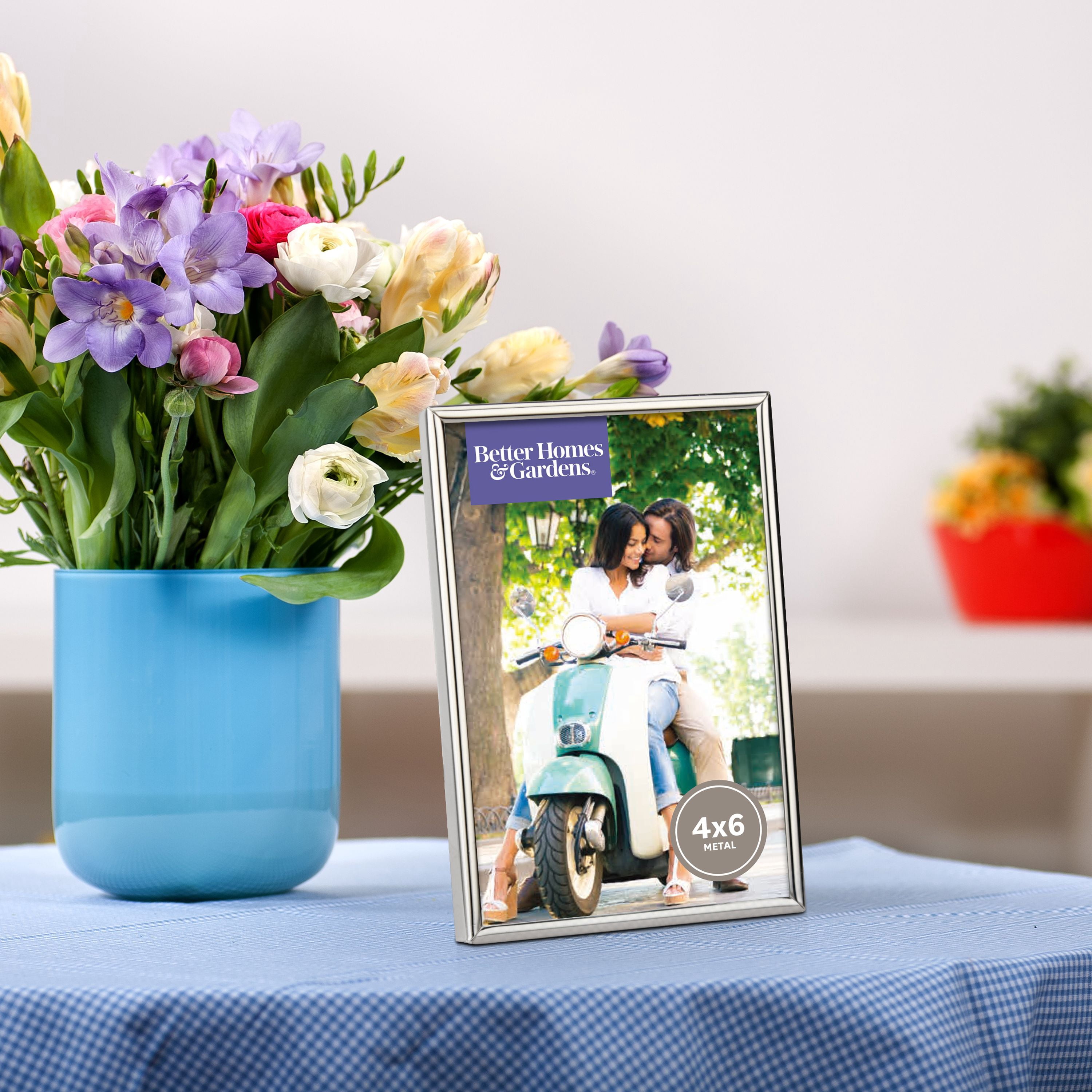 Better Homes & Gardens 4" x 6" Rectangle Metal Tabletop Single Picture Frame, Silver