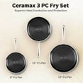 thumbnail image 2 of Ceramax 3pc Non Stick Frying Pans Set, 8, 10, 12 inch 3 Layer Tri-Ply Ceramic Frying Pan Skillet Set with Tritanium Nonstick Technology, Micro Textured Ceramic Etched Design, Induction Ready, Black, 2 of 6