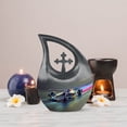thumbnail image 7 of MUKTIVE Car Burial Adult Urns for Human Ashes Men and Women - Green Cremation Urn for Ashes for Women - Large Funeral Urns for Memorial 10 Inch - Multicolor Cross Drop, 7 of 7