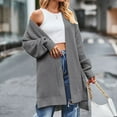 thumbnail image 2 of AherBiu Cardigan Sweaters for Women Ribble Knitted Mid-Long Split Fall Winter Women's Clothes, 2 of 6