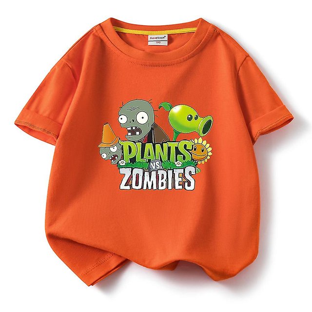 Plants Vs. Zombies Pure Cotton Short-sleeved T-shirt Children's Loose Breathable Top