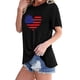 thumbnail image 3 of Tops Cortos para Mujeres Bandera de Moda Impresa Cuello Redondo, Camiseta de Manga 3/4 para Uso Diario, Casero Y Cómodo, 3 of 4