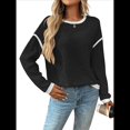 thumbnail image 1 of Suéteres de Cuello Redondo, Larga, Oversize, con Bloques de Color, de Punto Acanalado y Abertura Lateral para Mujer (Otoño de 2025) Negro y Gris L, 1 of 9