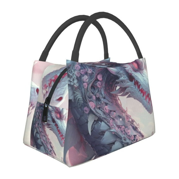 Vsdgher Dragon1 Print Insulated Reusable Bags with Sturdy Zipper and Handles, Foldable Totes for Hot or Cold Food Bring or Delivery