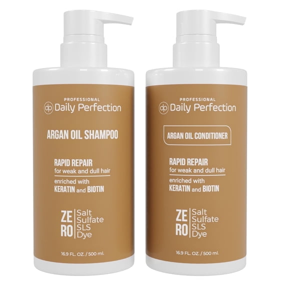 Repair & Protect Your Hair - Argan Oil Shampoo and Conditioner with Biotin and Keratin. Gentle Professional Formula for Healthier, Shinier Hair