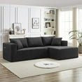 thumbnail image 2 of AENKYO 104'' Modular L-Shape Sectional Sofa with Chaise, Comfy Deep-Seat Cloud-Couch, Corduroy - Black, 2 of 7