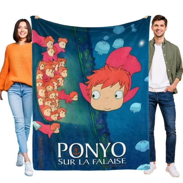 Ponyo en el Acantilado anti-pilling, suave, ligera, esponjosa y acogedora de lujo para hogar y cocina – Perfecta para niños y adultos,100X80cm