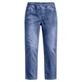 thumbnail image 5 of RFQWOVSR Womens Elastic Waist Straight Leg Cropped Jeans Stretchy Casual Denim Pants M, 5 of 5