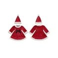 thumbnail image 2 of BemeyourBBs Little Girl Christmas Outfit Fuzzy Trim Long Sleeve Velvet Dress Hat, 2 of 9