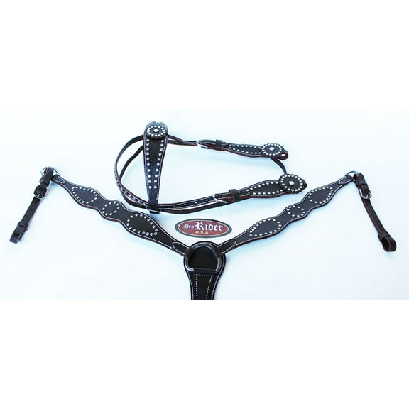 Horse Tack Bridle Western Leather Crystal Headstall Breast Collar 8502B