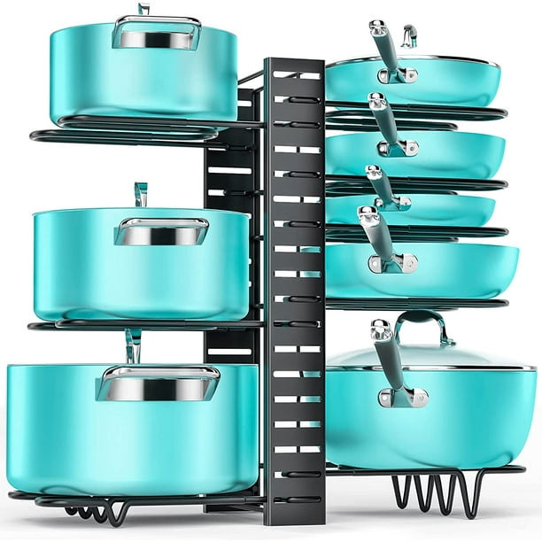 Pan Organizer Rack For Cabinet Mudeela Pot With 3 Diy Methods Adjustable Pots And Pans Under 8 Tiers Com Pan Organizer Rack For Cabinet Mudeela, Kitchen Cabinet Pull Out Horizontal Pot Rack