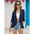 thumbnail image 6 of Summer Cardigan for Women Spring Netted Knit Ruffle Half Sleeve Cover Ups Navy Blue L, 6 of 9
