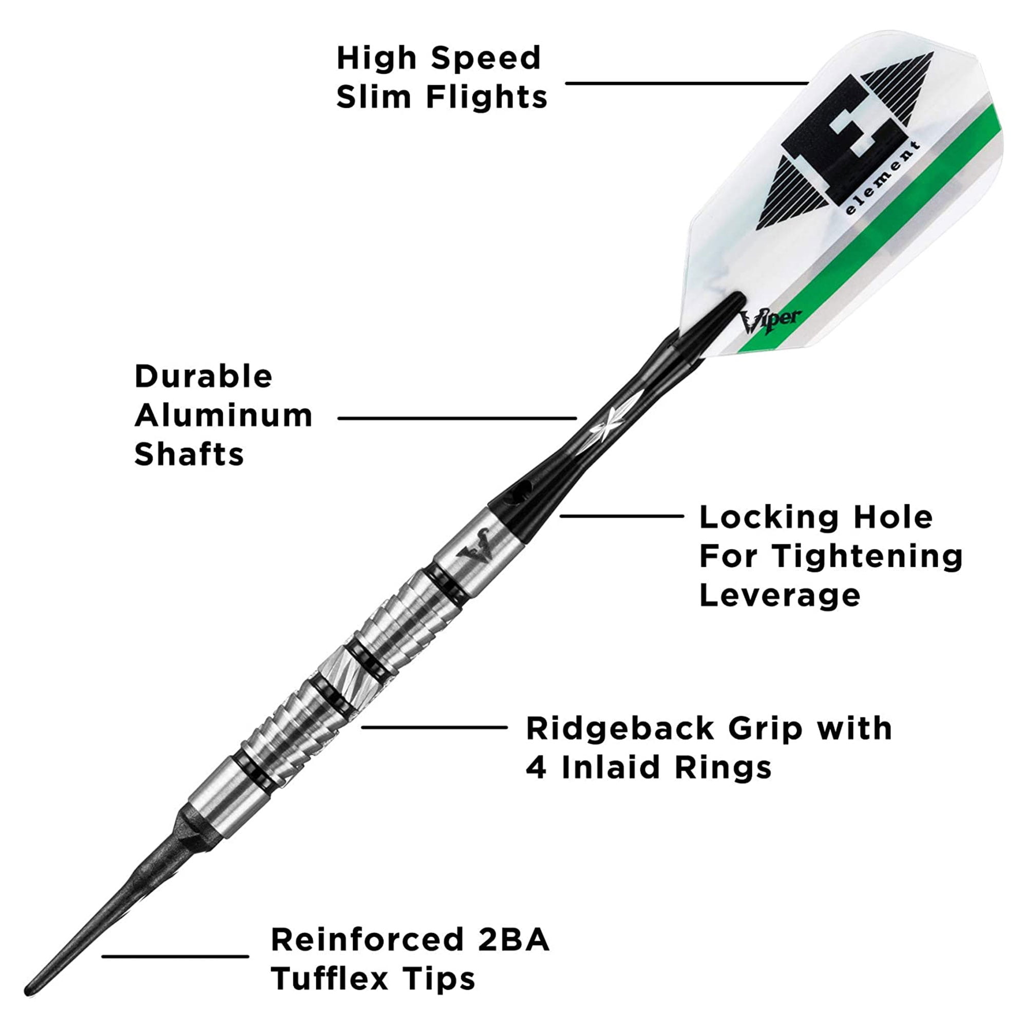 Viper Element 90 Percent 18 Gram Tungsten Soft Tip Shark Fin Barrel Darts