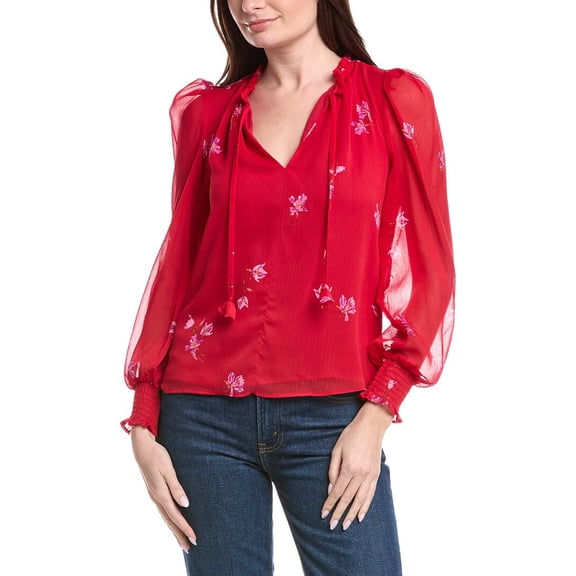 CeCe womens Ruffle Blouse, xs, Red