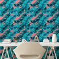 thumbnail image 3 of Ambesonne Summer Peel & Stick Wallpaper for Home, Tropical Island Jungle leaf, 13"x100", Coral and Petrol Blue, 3 of 6