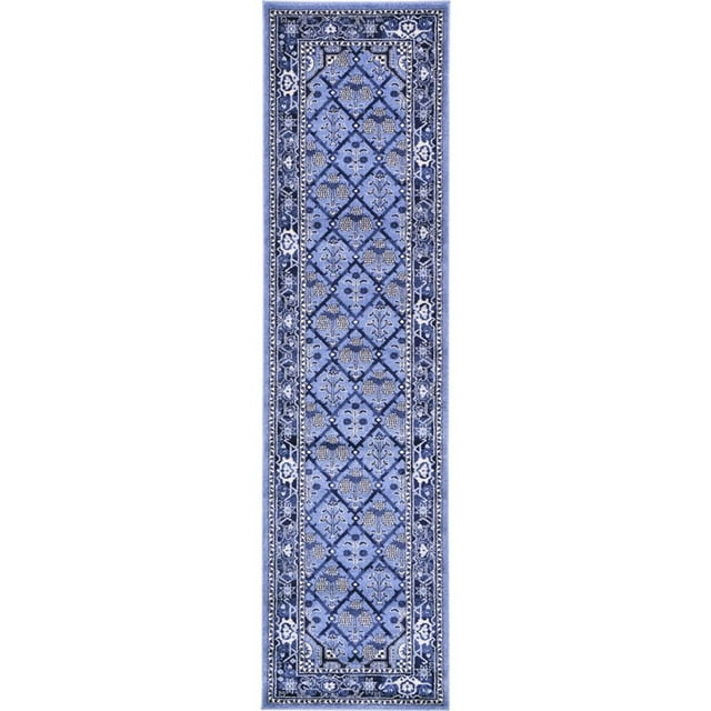 Unique Loom La Jolla Patchwork Border Area Rug 2' 7 x 10' Runner Blue/Ivory