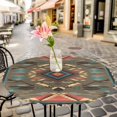 thumbnail image 6 of Vintage Southwest Round Tablecloth for 36-44 Inch Tables, Fitted Table Cover with Elastic Edge, Ethnic Modern Geometric Waterproof Outdoor Table Cloth Protector for Patio Garden Dinner Picnic, 6 of 9