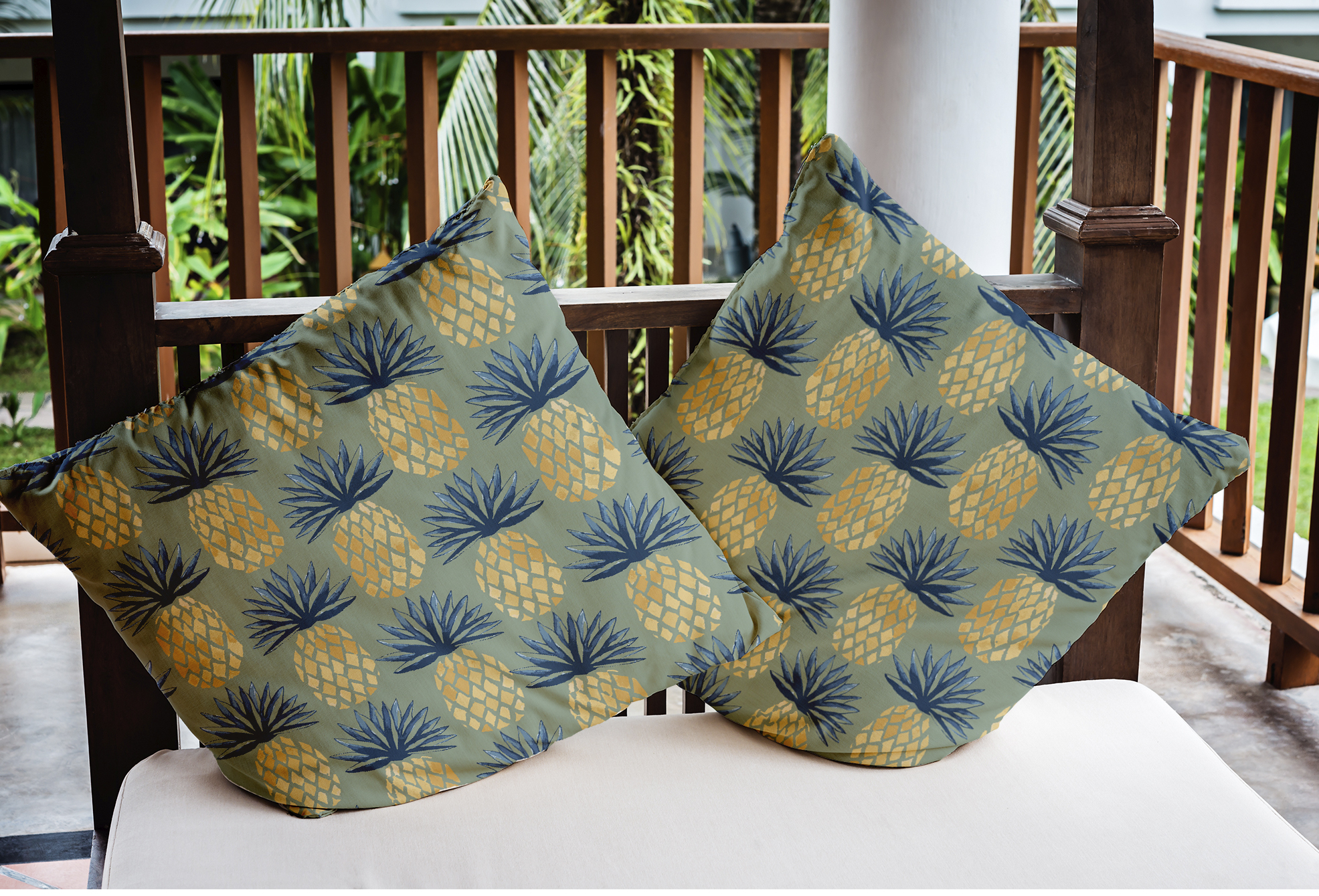 Simply Daisy 18" x 18" Pineapple Stripes Nautical Indoor/Outdoor Throw Pillow