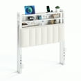 thumbnail image 6 of Zimtown Headboard for Twin Size Bed with Storage, Linen Upholstered Head Board with LED Light and Charging Station, White, 6 of 12