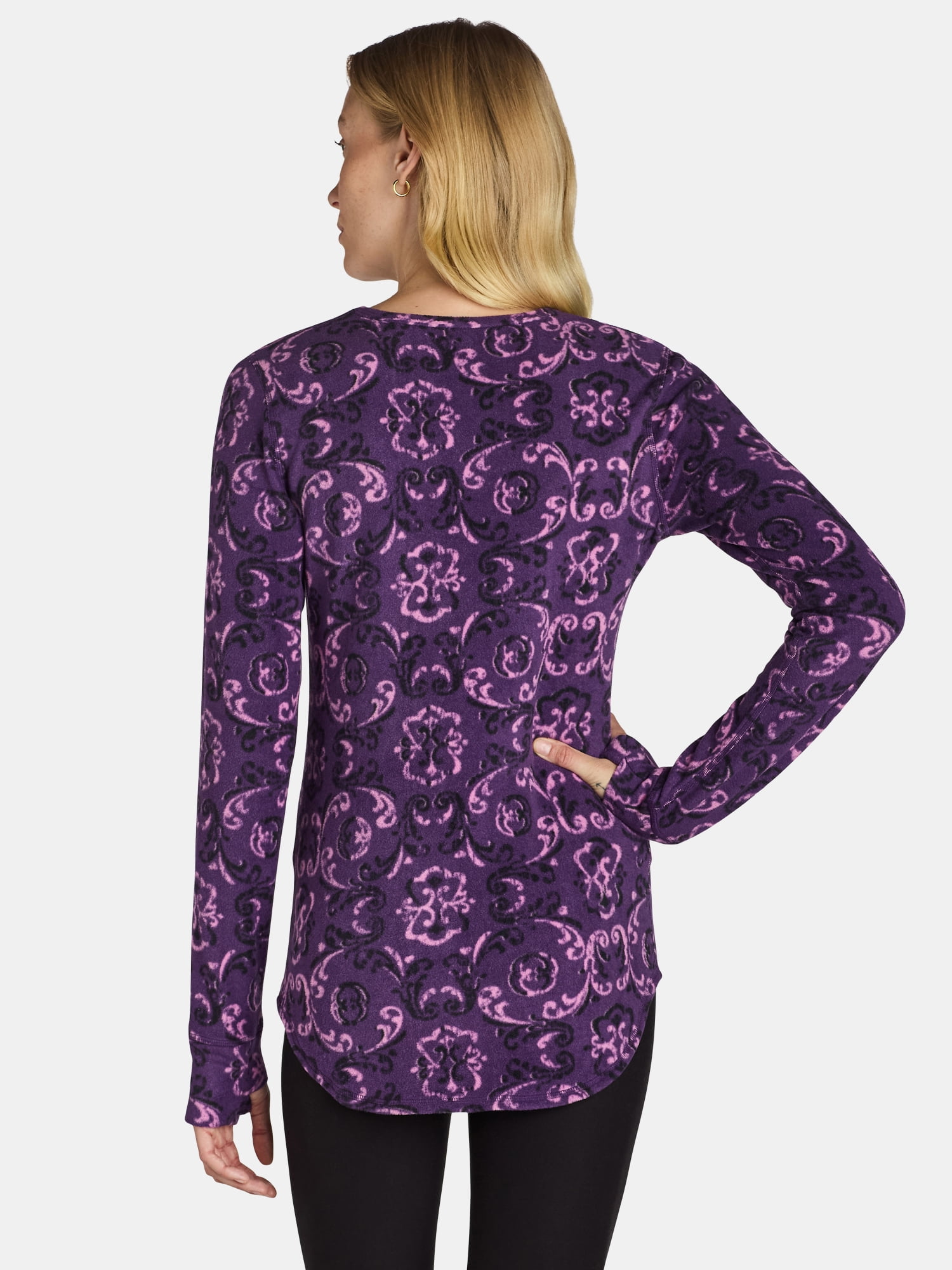 ClimateRight by Cuddl Duds Women's Warm Stretch Fleece Long Sleeve Crew Neck Thermal Base Layer Top, Sizes XS to 4X