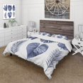thumbnail image 1 of Designart 'Tropical Blue Watercolour Leaves I' Farmhouse Duvet Cover Set, 1 of 5