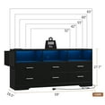 thumbnail image 2 of Black Dresser for Bedroom,6 Drawers Dresser with LED Lights and Charging Station, 59" Wide Bedroom Dresser Chest of Drawers Storage Organizer TV Stand for up to 65" TV for Living Room, 2 of 9