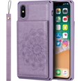 thumbnail image 6 of for iPhone Xs/X Wallet Case with RFID Blocking Card Holder for Girls Women,PU Leather Magnetic Buttons Portrait Stand Flip Wrist Strap Case for iPhone Xs 5.8 Inch,Mandala Purple, 6 of 15