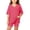 Hot Pink, variant on Girls 2pc Outfits Summer Solid Color Short Sleeve V Neck Drop Shoulder T-Shirts Basic Leggings Shorts Sets Navy 12-13 Years