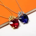 thumbnail image 1 of Collar de corazón - Gema de piedra natal - Regalo para mujeres, mamás, hijas - Elegante diseño de colgante de corazón de aleación, 1 of 5